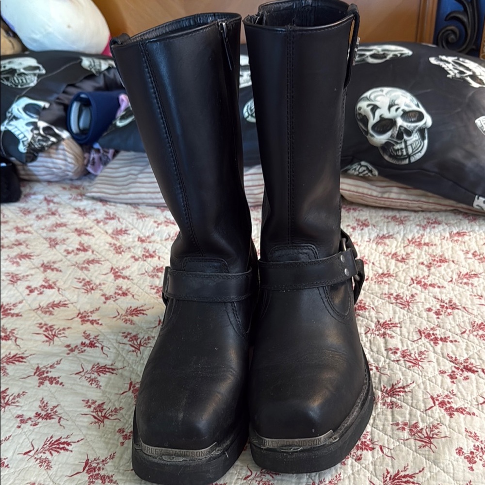 Black Leather Motorcycle Boots